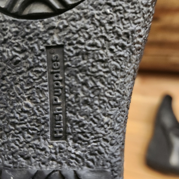 Hush Puppies Black Genuine Leather Knee High Wedge Boots Size 6.5 Buckle Tall - Picture 11 of 12